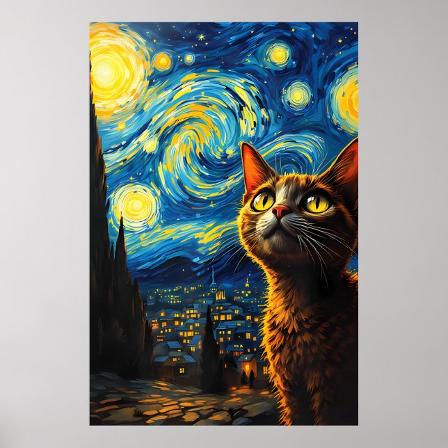 Poster van Gogh Cat Art (Frente)
