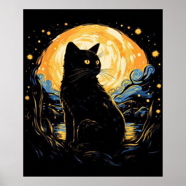 Poster van Gogh Cat Art (Frente)