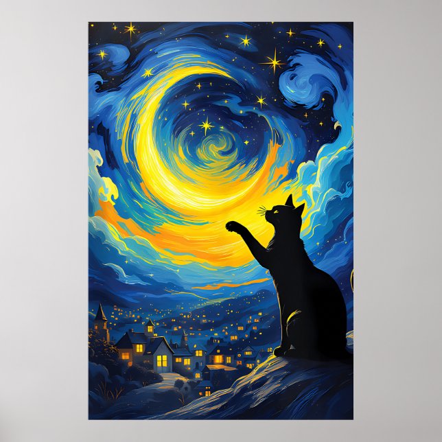 Poster van Gogh Cat Art (Frente)