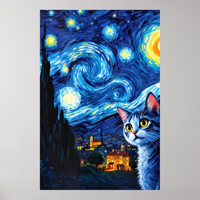 Poster van Gogh Cat Art (Frente)