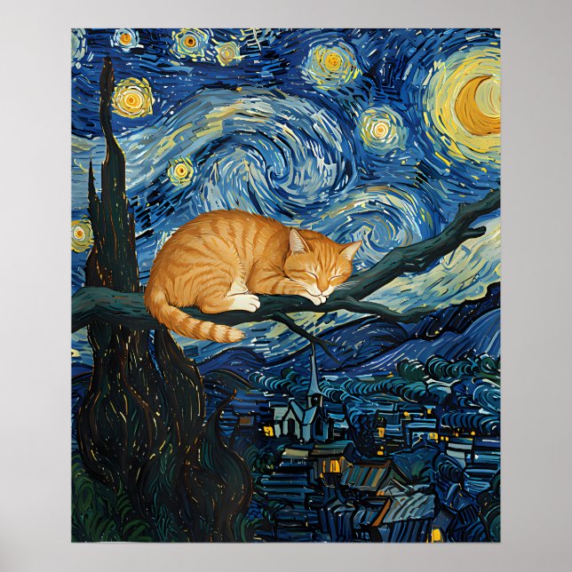 Poster van Gogh Cat Art (Frente)