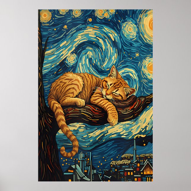 Poster van Gogh Cat Art (Frente)