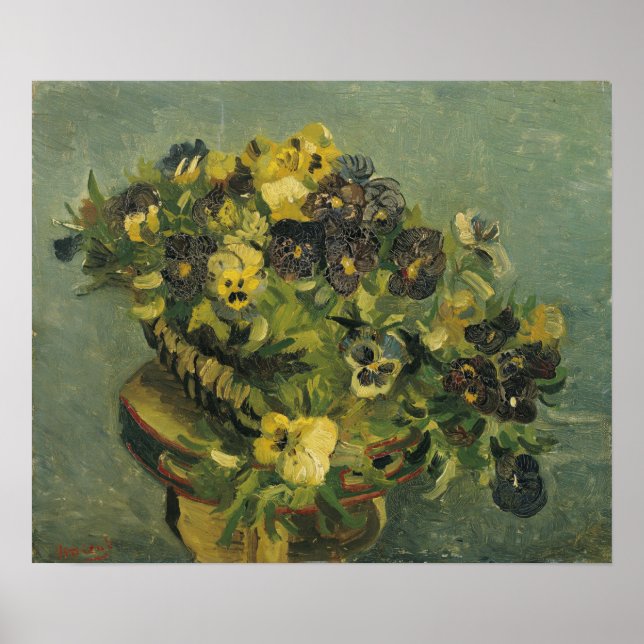 Poster Van Gogh - Cesto com Violetas (Frente)