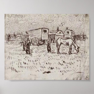 Pôster Van Gogh - Ciganos em Saintes-Mários