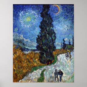 Poster Van Gogh - Country Road in Provence by Night