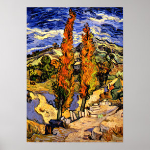 Poster Van Gogh - Dois Poplars em um Hill - 1889