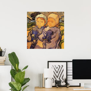 Pôster Van Gogh, Duas Crianças, Arte Impressionista Vinta
