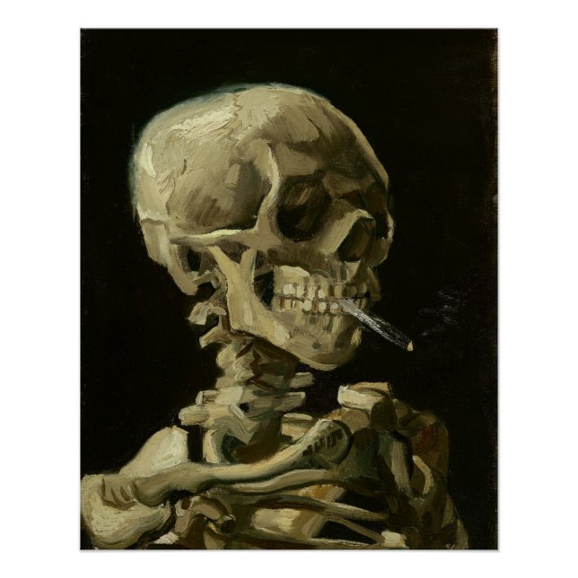 Pôster Van Gogh, Esqueleto com um cigarro aceso (Frente)