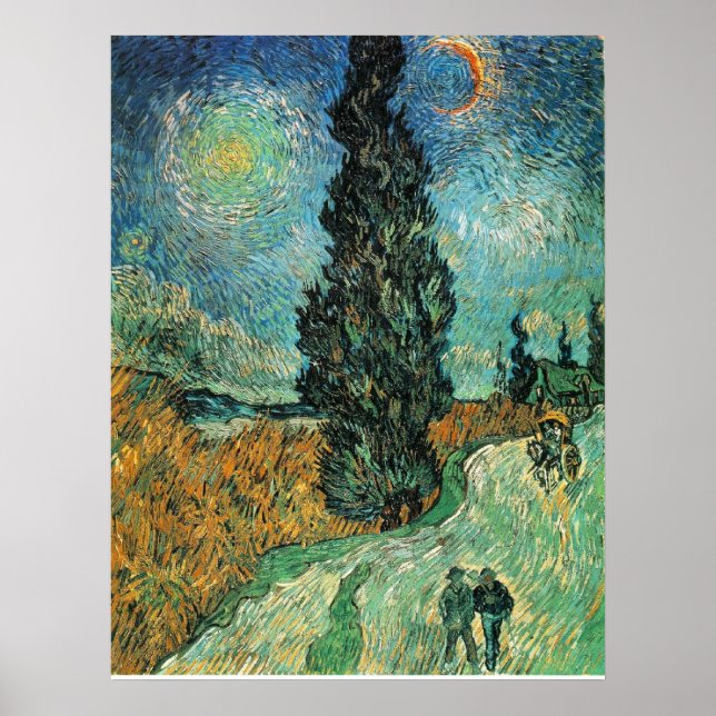 PÔSTER VAN GOGH - ESTRADA COM CYPRESS E STAR (Frente)