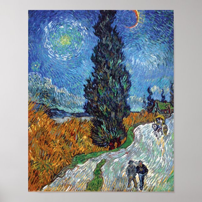 Poster Van Gogh - Estrada Com Cyprestes Belas Artes (Frente)