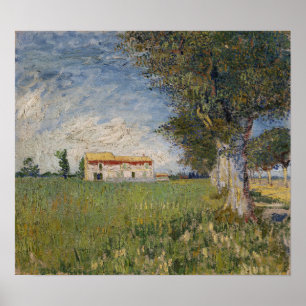 Poster Van Gogh - Fazenda Em Um Campo De Roda