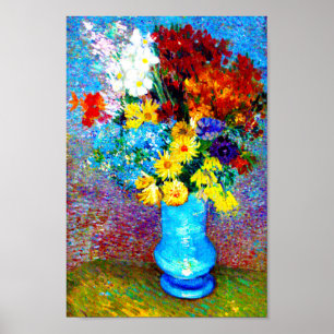Poster Van Gogh Flores num Vaso Azul