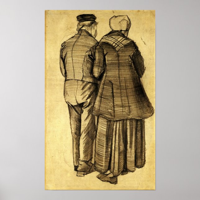Poster Van Gogh - Homem e mulher vistos pelas costas (Frente)