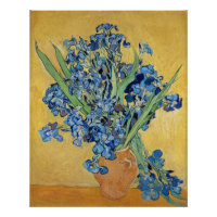 Van Gogh Irises Vase Blue Flowers Buquê Belas Arte