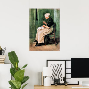 Poster Van Gogh. Mulher de Scheveningen Costurando,