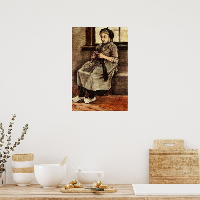 Poster Van Gogh - Mulher Remendando Meias, (Cozinha)