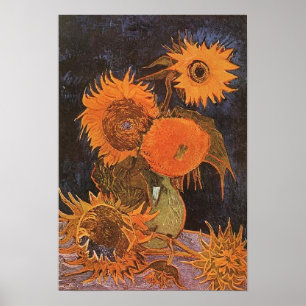 Poster Van Gogh - Natureza Morta com 5 Girassóis