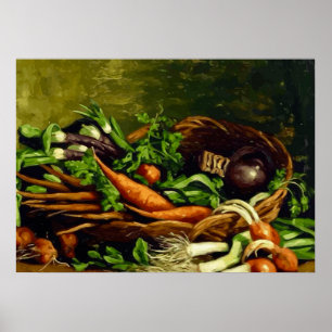 Poster Van Gogh Natureza Morta com Cesta de Legumes