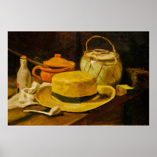 Poster Van Gogh Natureza Morta com Chapéu de Palha (Frente)
