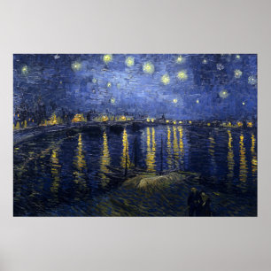 Poster Van Gogh - noite estrelado sobre o Rhone (1888)