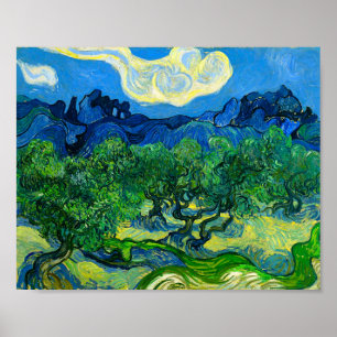 Poster Van Gogh Olive Trees em Paisagem Montanhosa