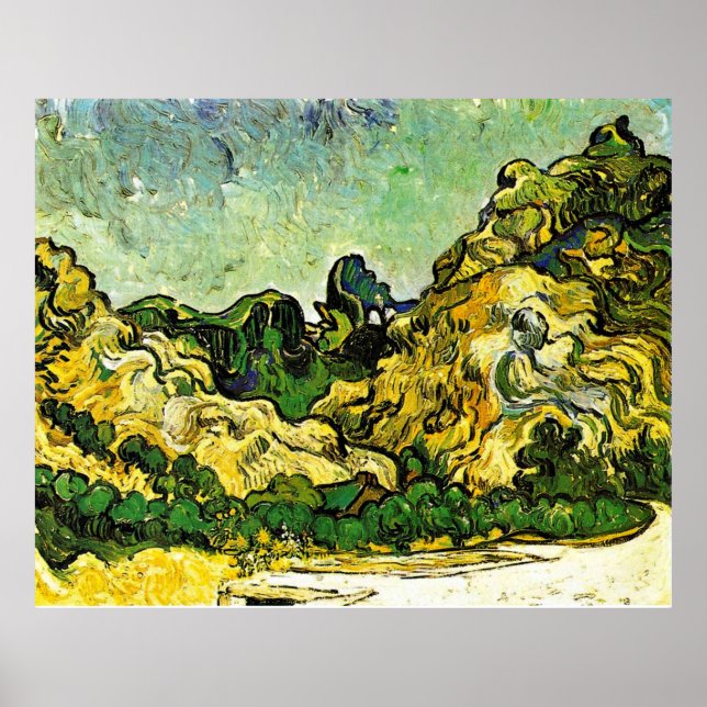 Poster Van Gogh - Paisagem de Montanha em Santo Remy (Frente)