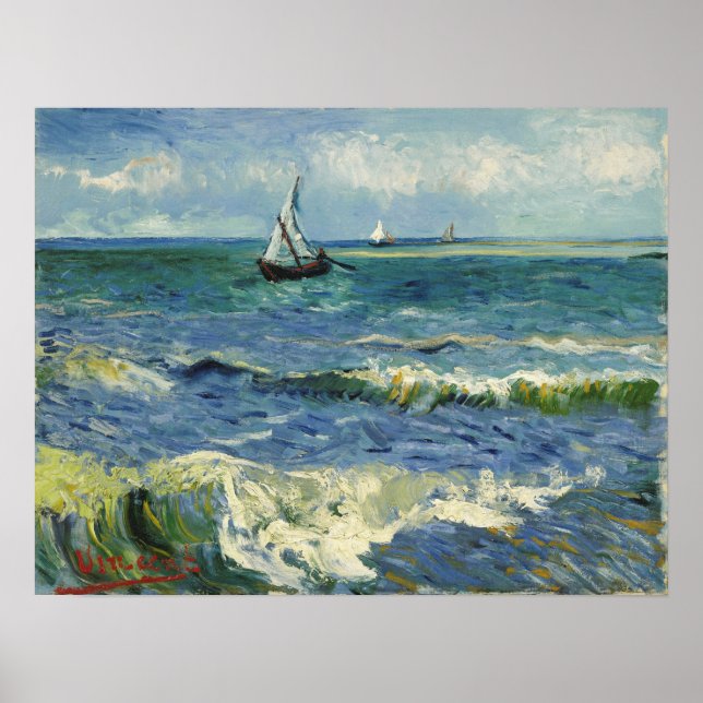 Poster Van Gogh - Paisagem Marítima em Les Saintes-Maries (Frente)