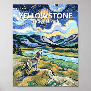 Poster Van Gogh Parque Nacional de Yellowstone Lobo Uivan