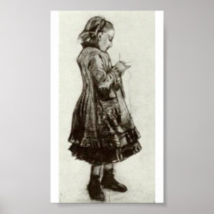 Pôster Van Gogh - posição da menina, fazendo malha