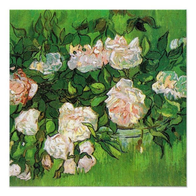 Pôster Van Gogh - Rosas Rosa (Frente)