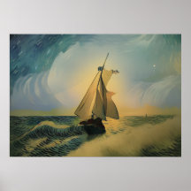 Van Gogh Sailor Boat no Oceano