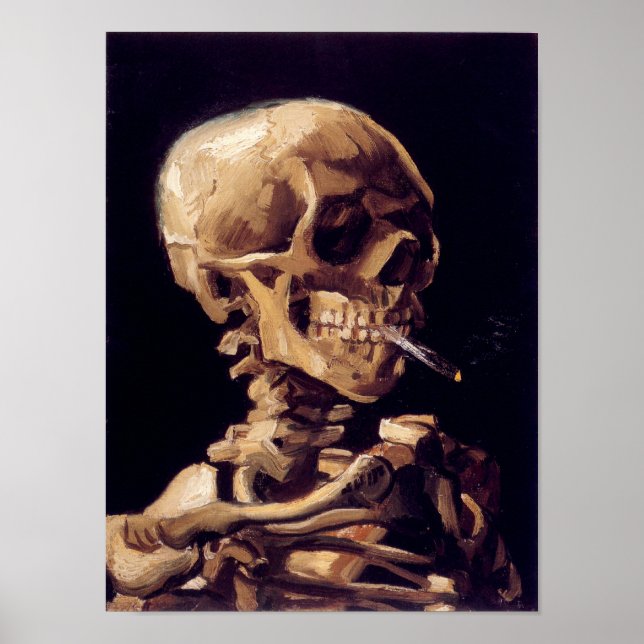 Pôster Van Gogh Skull com Cigarro De Queima (Frente)
