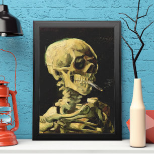 Poster Van Gogh Skull com Cigarro queimado, Arte Vintage