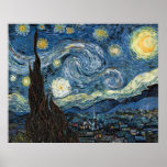 Pôster Van Gogh Starry Night<br><div class="desc">Vincent Van Gogh Starry Night,  obra-prima,  trabalho de arte de vintage em produtos modernos do Zazilicious</div>