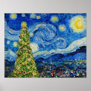 Poster Van Gogh Starry Night - Árvore de Natal