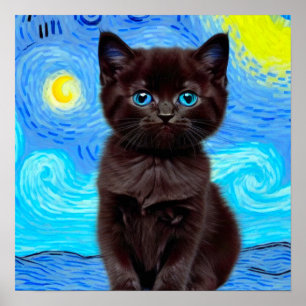Poster Van Gogh Starry Night Black