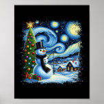 Poster Van Gogh Starry Night Christmas Snowman Noite Noit<br><div class="desc">Van Gogh Starry Night Christmas Snowman Snowman Night Xmas</div>