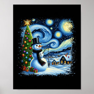 Poster Van Gogh Starry Night Christmas Snowman Noite Noit