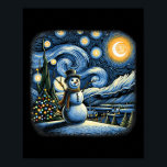 Poster Van Gogh Starry Night Christmas Snowman Winter Sno<br><div class="desc">Van Gogh Starry Night Christmas Snowman Winter Snownight Night</div>