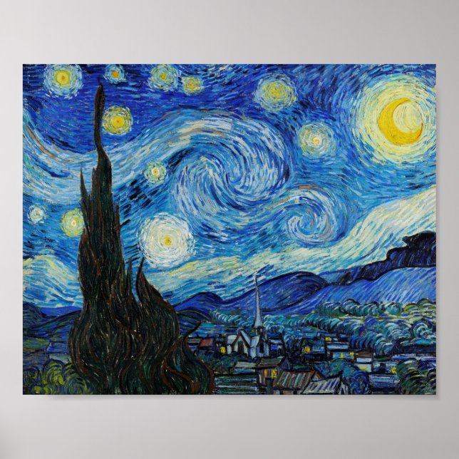 Poster Van Gogh Starry Night. Impressionismo arte de vint (Frente)