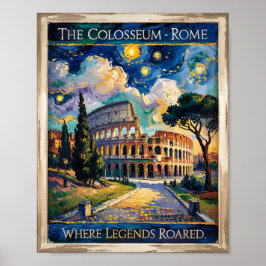Poster Van Gogh Starry Night Roma Itália Colosseum Viagem
