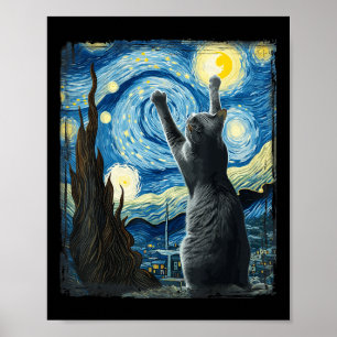 Poster Van Gogh Starry Night Style Artístico Russo Azul