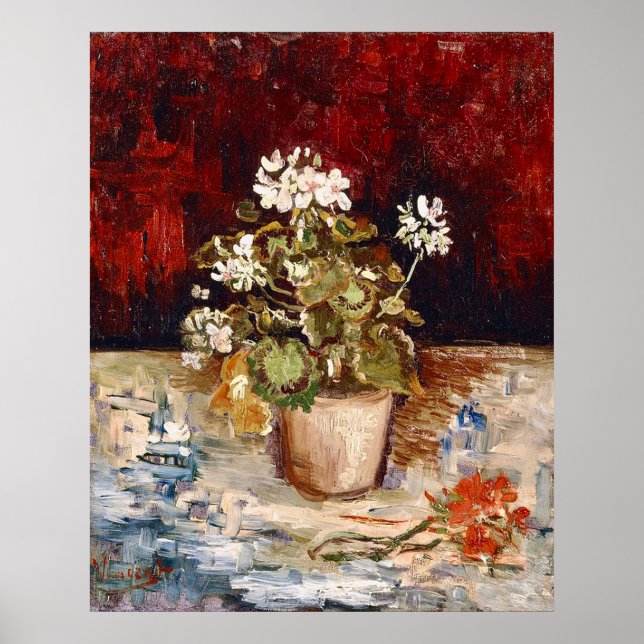 Poster Van Gogh Still Life Pot of Geraniums  (Frente)