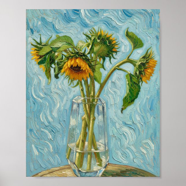 Poster Van Gogh Sunflowers in a Glass Vase (Frente)