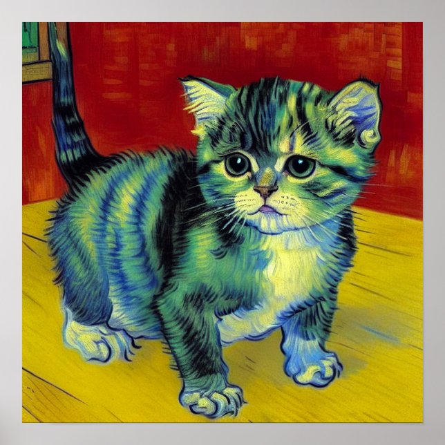 Poster Van Gogh Tabby Cat (Frente)