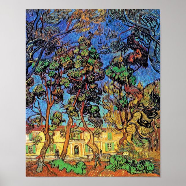 Pôster Van Gogh - Trees In The Garden of St Paul Hospital (Frente)