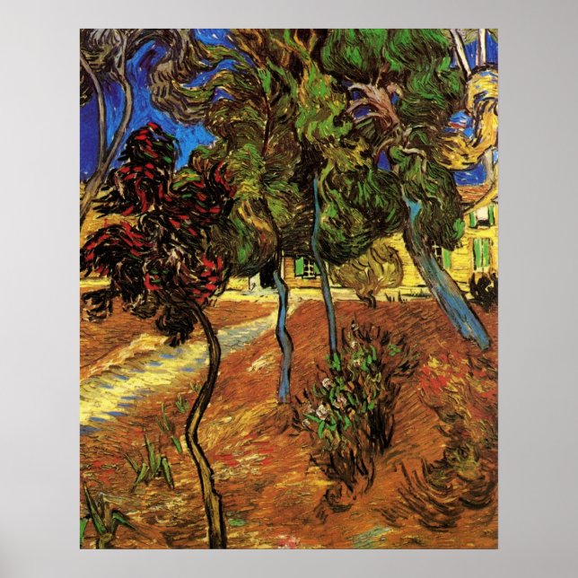 Poster Van Gogh Trees no Jardim, Hospital Santo Paul (Frente)