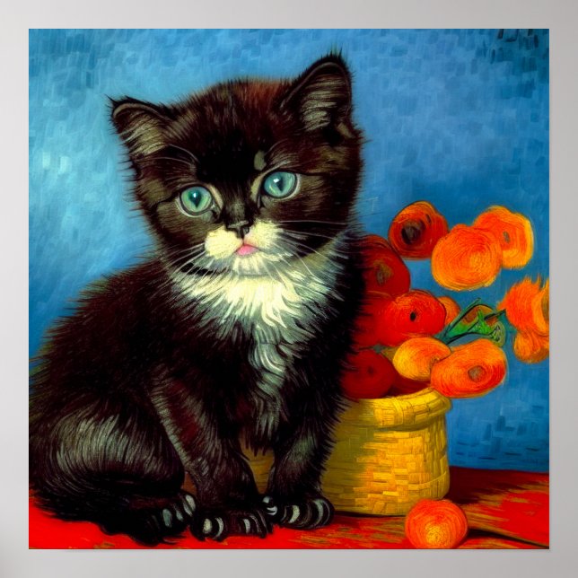 Poster Van Gogh Tuxedo Cat (Frente)