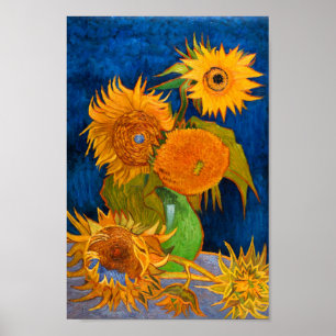 Poster Van Gogh Vase com Cinco Girassóis