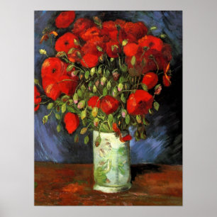 Poster Van Gogh - Vase com Papa Vermelho